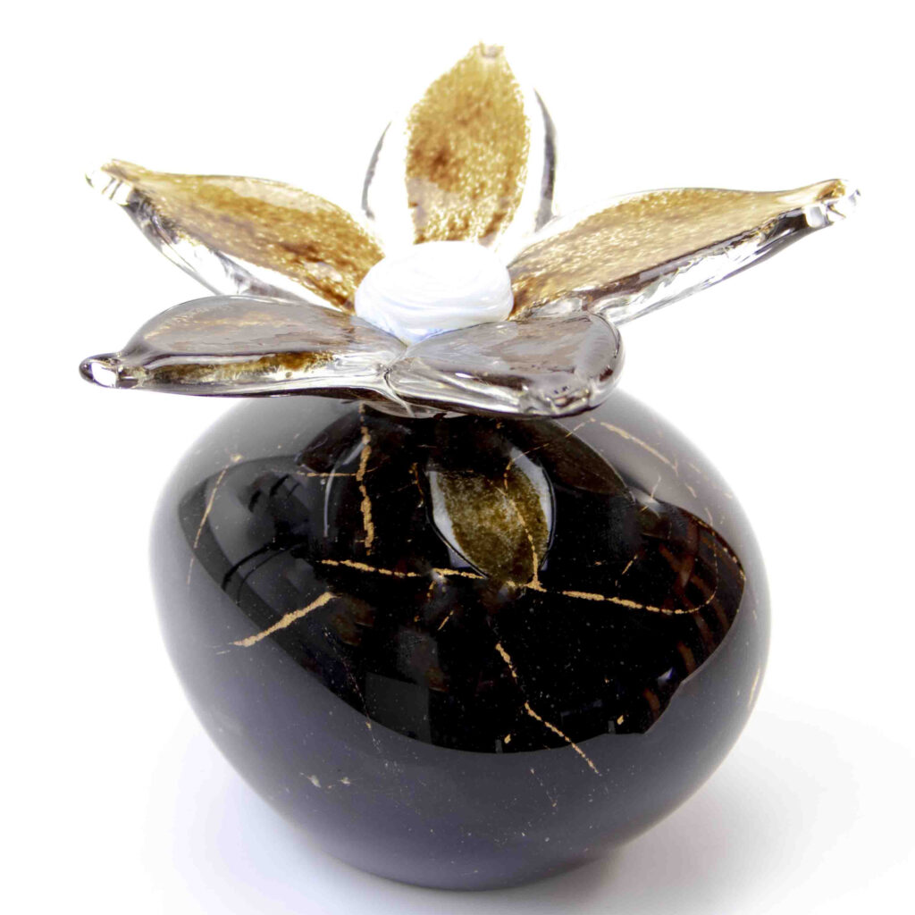 Stone Urn with Flower | Black & Brown | 250ml
