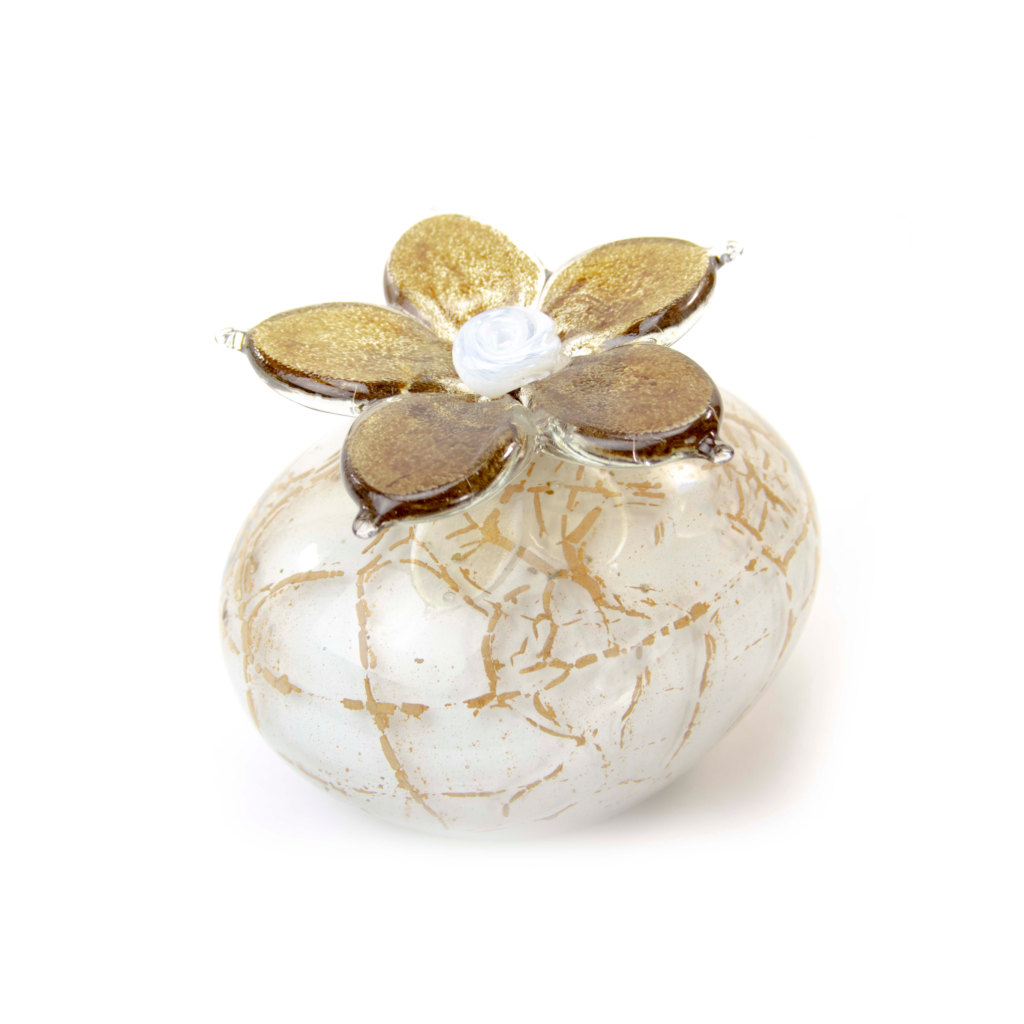 Stone Urn with Flower | White & Brown | 250ml