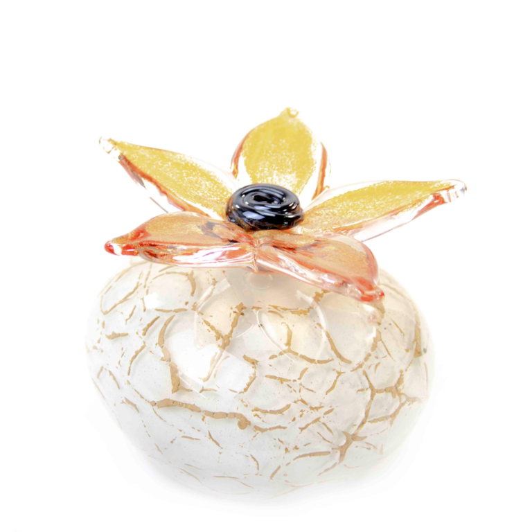 Stone Urn with Flower | White & Orange | 250ml